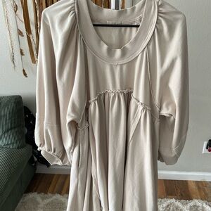 Chelsea & Violet Frayed Seam French Terry Oversized Babydoll Dress